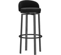 Tabourets Bar Tabourets de Bar Modernes à Hauteur de comptoir, 1 pièce, pivotants en Velours avec Dossier Bas et Pieds en métal Noir, for Salle à Manger, Cuisine, Maison, pub(Black,65cm)