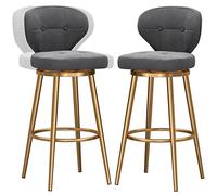 tabourets Barre pivotants, Velours comptoir rembourré îlot de Cuisine Tabouret Haut avec Dos, Jambe en métal Repose-Pied (gris-2ps, cm 30 Pouces)