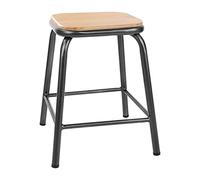 Tabourets bas avec assise en bois Bolero Cantina gris métal (lot de 4)