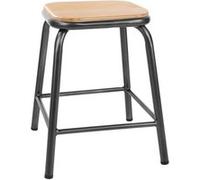 Tabourets Bas avec Assise en Bois Cantina Gris Métal x 4 Boléro 1 G