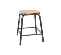 Tabourets Bas avec Assise en Bois Cantina Gris Métal x 4 Boléro 1 G