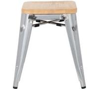 Tabourets Bistro Bas en Acier avec Assise en Bois x 4 Bolero Blanc