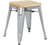 Tabourets Bistro Bas en Acier avec Assise en Bois x 4 Bolero Blanc