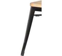 Tabourets Bistro Bas en Acier Noir avec Assise en Bois x 4 Bolero Noir