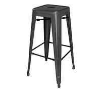 Tabourets Bistro Hauts en Acier Galvanisé Bolero Noirs (Lot de 4)