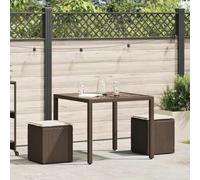 Tabourets bruns de jardin en rotin avec des coussins 2 PCs | Sac de rangement en polyrotin, sac de rangement imperméable, housse de protection lavable pour terrasse
