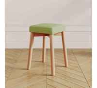 Tabourets carrés empilables portables en bois de 45 cm, rembourrés avec pieds antidérapants pour la maison, le bureau, l'école et la cuisine (vert matcha)