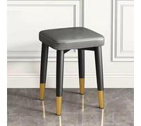 Tabourets Carrés Empilables, Tabouret De Coiffeuse sans Dossier, Tabouret De Bar Rembourré, Chaises De Salle À Manger Modernes en Cuir PU, Tabouret De Comptoir Multifonctionnel,Grey 3