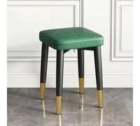 Tabourets Carrés Empilables, Tabouret De Coiffeuse sans Dossier, Tabouret De Bar Rembourré, Chaises De Salle À Manger Modernes en Cuir PU, Tabouret De Comptoir Multifonctionnel,Green 2