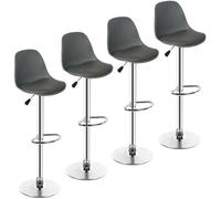 Tabourets Chaises de bar réglables cuisine - JEOBEST - Lot de 4 - Simili - Gris