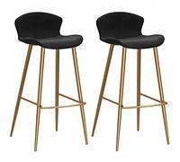 Tabourets comptoir Tabouret métal pour Le Petit déjeuner l'île Cuisines à la Maison, chaises de Bar rembourrées en Velours, Support Livres (Black-2P, cm 26 Pouces)