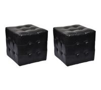 vidaXL Pouf cube capitonné – similicuir noir – style scandinave moderne – lot de 2