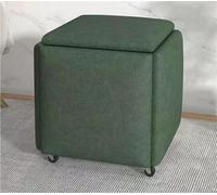 Tabourets Cubes gigognes 5 en 1 avec roulettes, Pouf empilable, tabourets de canapé empilables, Repose-Pieds Mobile, siège à roulettes pour Salon et Chambre (Vert)