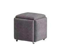 Tabourets Cubes gigognes 5 en 1 avec roulettes, Pouf modulable, tabourets de canapé empilables, Repose-Pieds Mobile, siège à roulettes pour Salon et Chambre (Gris)
