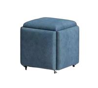 Tabourets Cubes gigognes 5 en 1 avec roulettes, Pouf modulable, tabourets de canapé empilables, Repose-Pieds Mobile, siège à roulettes pour Salon et Chambre (Bleu)