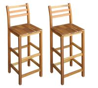 Tabourets De Bar 2 Pcs Avec Dossier & Repose-Pieds Montage Facile Bois D'acacia Massif Brun
