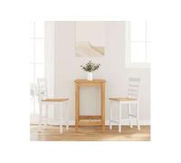vidaXL Tabourets de bar Lot de 2 Blanc Bois massif d'hévéa