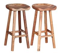 Tabourets De Bar 2 Pcs Bois D'acacia Solide - Vidaxl Marron
