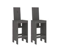 Tabourets de bar 2 pcs gris 40x42x120 cm bois massif de pin