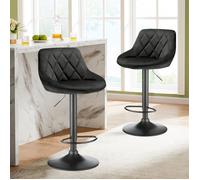 Tabourets de bar 2 pcs noir Velours - VIVOLILV - Tabouret debar reglables en hauteur cuisine - 39x37x84.5-105 cm