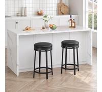 Tabourets De Bar 2pcs, chasie de Bar, Petit-déJeuner Rembourrés en PU, Chaises Hautes avec Repose-Pieds, Facile à Assembler Et à Nettoyer, pour Cuisine,Cafe,Noir
