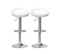 Tabourets de Bar, 2pcs, hauteur ajustable (81-101cm), rotation de 360 degrés, tabourets de petit déjeuner, pour cuisine, bar, comptoir, salon de coiffure, salon, 43 x 43 x (81-101) cm (Blanc, 2)