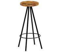 Tabourets de bar 4 pièces en bois de manguier massif avec cadre en acier | Design rustique, acier robuste, repose-pieds, montage facile, capacité de charge de 110 kg, grain de bois unique