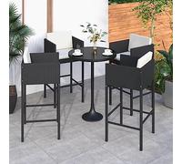 Tabourets de Bar 4 Pièces en Poly Rotin, avec Coussinets Confortables, Structure Acier Résistante aux Intempéries, Design Empilable, Tabouret Bar Exterieur, Chaise de Bar, Couleur Noir, 100 cm