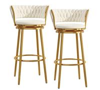 Tabourets de bar à hauteur de comptoir, 29,5 cm, chaises de cuisine pivotantes à 360° avec base en métal doré chromé, tabouret de salle à manger rembourré, 1 pièce