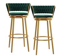 Tabourets de bar à hauteur de comptoir, 29,5 cm, chaises de cuisine pivotantes à 360° avec base en métal doré chromé, tabouret de salle à manger rembourré, 1 pièce