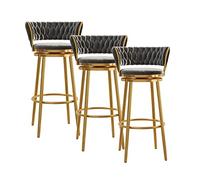 Tabourets de bar à hauteur de comptoir, 29,5 cm, chaises de cuisine pivotantes à 360° avec base en métal doré chromé, tabouret de salle à manger rembourré, 1 pièce