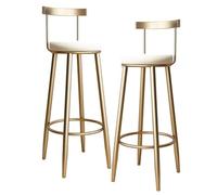 Tabourets de bar à hauteur de comptoir avec dossier, tabouret haut en fer forgé, pieds en métal doré, coussin en velours, chaise de petit-déjeuner de cuisine, repose-pieds for bistro, pub, salle à man