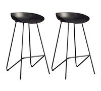 Tabourets de Bar à Hauteur de comptoir de 26/30 Pouces avec siè PP chaises de Bar Industriel tabourets îles Barstools pour comptoir/Salle à Manger/Maison Noire 2PS 65cm / 25,6 Pouces