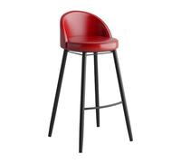 Tabourets de Bar à Hauteur de comptoir de 75 cm 1 pc, Chaise de Bar pour îlot de Cuisine, tabourets de comptoir avec Dos Bas, siè en Cuir PU, Jambes en métal Noir, Noir (Hauteur Rouge 70 cm)