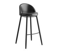 Tabourets de Bar à Hauteur de comptoir de 75 cm 1 pc, Chaise de Bar pour îlot de Cuisine, tabourets de comptoir avec Dos Bas, siè en Cuir PU, Jambes en métal Noir, Noir (Hauteur Noire 70 cm)