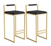 Tabourets de Bar à Hauteur de comptoir en Jeu de 2, tabourets de Bar rembourrés en Velours, chaises à Manger pour Le Petit-déjeuner, chaises de Bar avec Dossier Creux pour pub, café (Blanc, 75 cm /