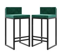 Tabourets de Bar à Hauteur de comptoir midentinel avec Base en métal Repose-Pied, chaises de comptoir rembourrées en Velours pour Un Ensemble d'îlot de Cuisine de 2 à 75 cm de Hauteur (Vert, 65