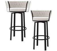 Tabourets de Bar à Hauteur de comptoir pivotant, Bartools en Velours Moderne rembourré avec Dos, 26/30 u201c tabourets Hauts avec Jambe en métal Repose-Pied, 330 LB la capacité (blanc-2ps, 65 cm /