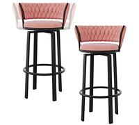 Tabourets de Bar à Hauteur de comptoir pivotant, Bartools en Velours Moderne rembourré avec Dos, 26/30 u201c tabourets Hauts avec Jambe en métal Repose-Pied, 330 LB la capacité (Pink-2PS, 65 cm /