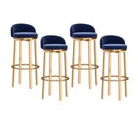 Tabourets de Bar à Hauteur de comptoir pivotant Modernes Ensemble de 1/2/3/4, chaises en Velours rembourré à Bas Dossier avec Base en Or, sièges à îlot de Cuisine Confortable, Design Bleu élégant