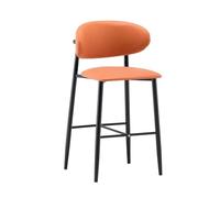Tabourets de Bar à Hauteur de comptoir rembourrés Lot de 1/2/3/4, Tabourets Modernes en Faux Cuir avec Dos Bas et appuie-Pieds, Chaises de Bar en Bois pour Île Cuisine(Orange,1PC - Height 55cm)