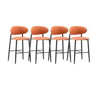 Tabourets de Bar à Hauteur de comptoir rembourrés Lot de 1/2/3/4, Tabourets Modernes en Faux Cuir avec Dos Bas et appuie-Pieds, Chaises de Bar en Bois pour Île Cuisine(Orange,4PCS - Height 75cm)