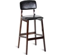 Tabourets de Bar à Hauteur de comptoir, tabourets de Bar à Hauteur de comptoir en Cuir PU avec Dos Repose-Pieds, chaises de Bar à Petit-déjeuner des Cuisines, Cadre en Bois, 300 Livres (Noir, 71 cm)