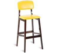 Tabourets de Bar à Hauteur de comptoir, tabourets de Bar à Hauteur de comptoir en Cuir PU avec Dos Repose-Pieds, chaises de Bar à Petit-déjeuner des Cuisines, Cadre en Bois, 300 Livres (Jaune, 61 cm