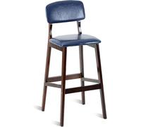 Tabourets de Bar à Hauteur de comptoir, tabourets de Bar à Hauteur de comptoir en Cuir PU avec Dos Repose-Pieds, chaises de Bar à Petit-déjeuner des Cuisines, Cadre en Bois, 300 Livres (Bleu, 61 cm)