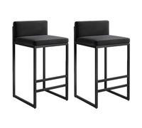 Tabourets de Bar à Petit-déjeuner Modernes Ensemble de 2 chaises de Bar de Cuisine avec des Jambes en Fer forgé et des tabourets Hauts de Dossier Ergonomique pour comptoir de l'îlot de Cuisine ou