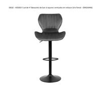 Tabourets de bar à rayures verticales en velours Gris foncé - Lot de 4 - DINGXIANG