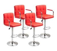 Tabourets de bar - AMANDA - Lot de 4 - Réglables en hauteur - Polyuréthane - Rouge