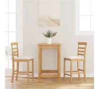 vidaXL Tabourets de bar 2 pcs avec coussins Bois massif d'hévéa naturel