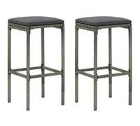 Tabourets de bar avec coussins lot de 2 gris résine tressée Gris G